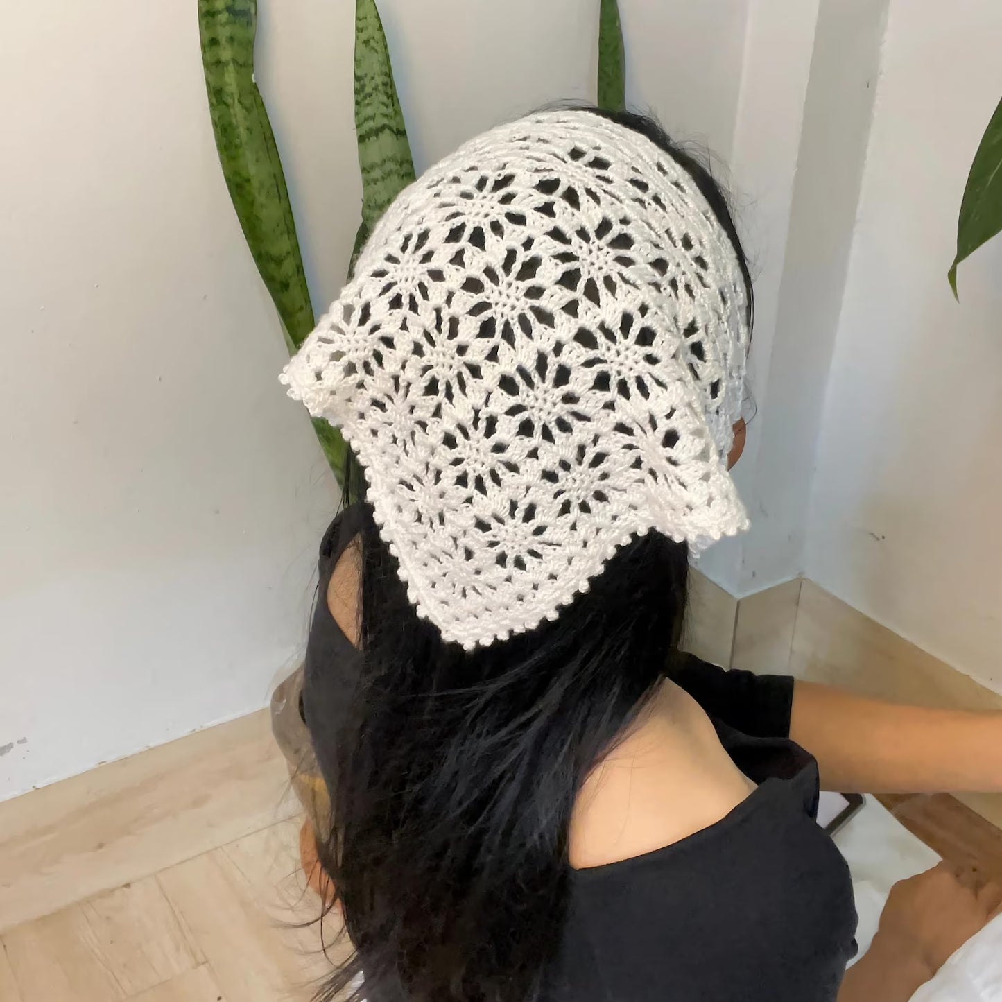 Crochet Wildflower Bandana Pattern Vintage Floral Headscarf | PDF Pattern