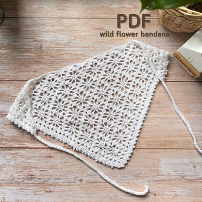 Crochet Wildflower Bandana Pattern Vintage Floral Headscarf | PDF Pattern